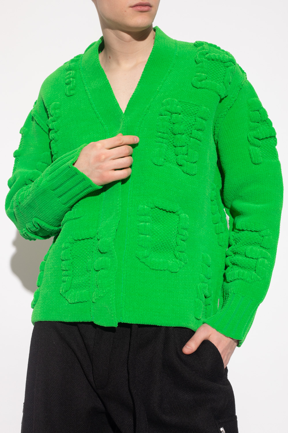 Green clearance chenille cardigan